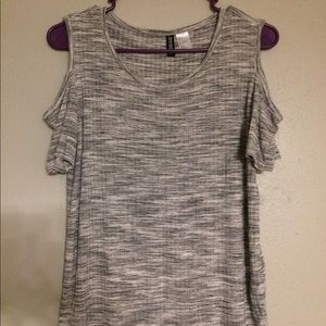 Divided Brand Open Sleeve Gray Top